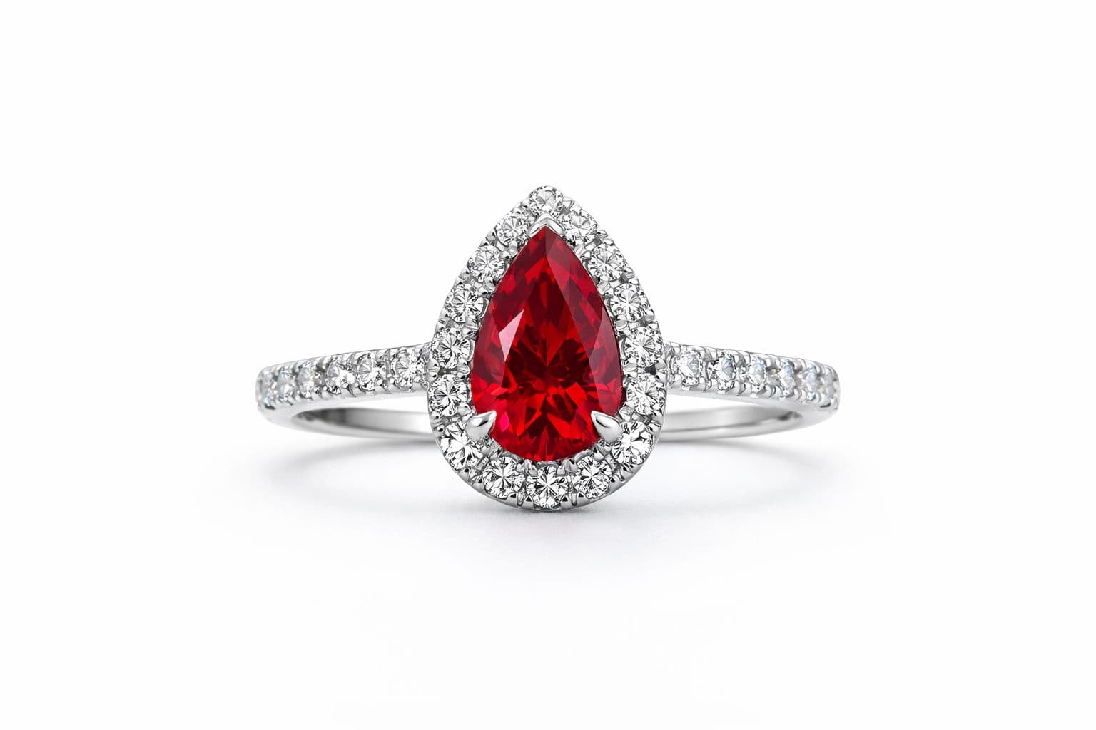 0.51 ct Ruby and Diamond Halo Ring