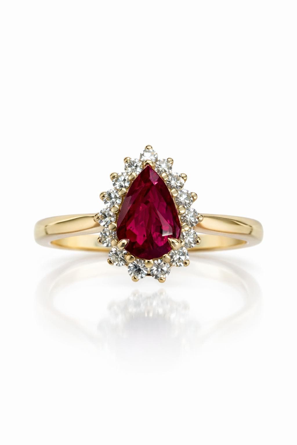 0.61 ct Pear Shape Ruby and Diamond Lady Dianna Ring