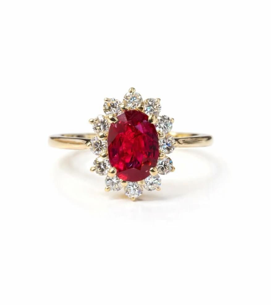0.81 ct Oval Ruby and Diamond Lady Dianna Ring