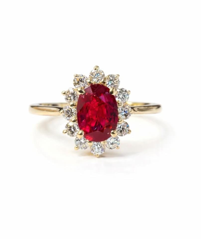 0.83 ct Oval Ruby and Diamond Lady Dianna Ring