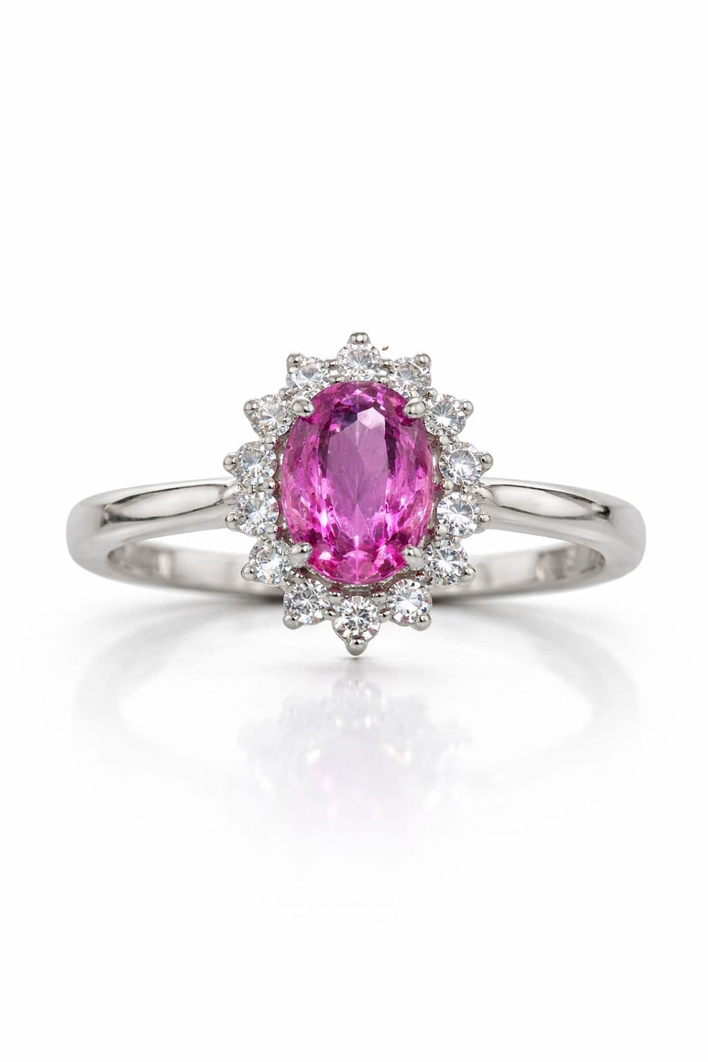 Oval Pink Sapphire and Diamond Lady Dianna Ring