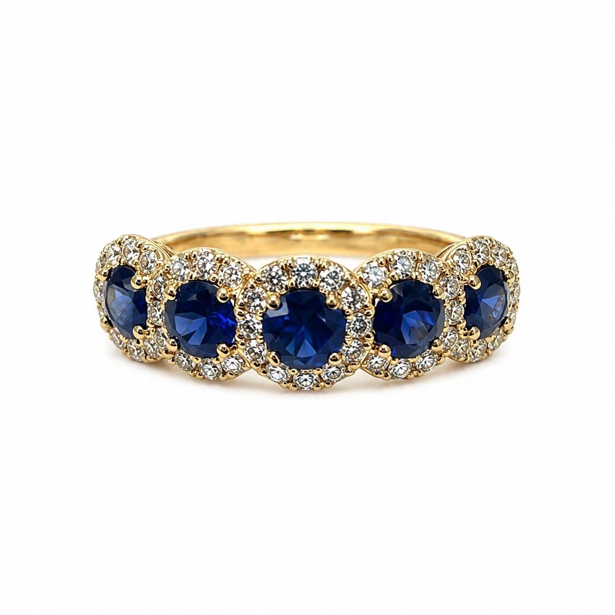 0.96 ct Round Sapphire and Diamond Engagement Ring