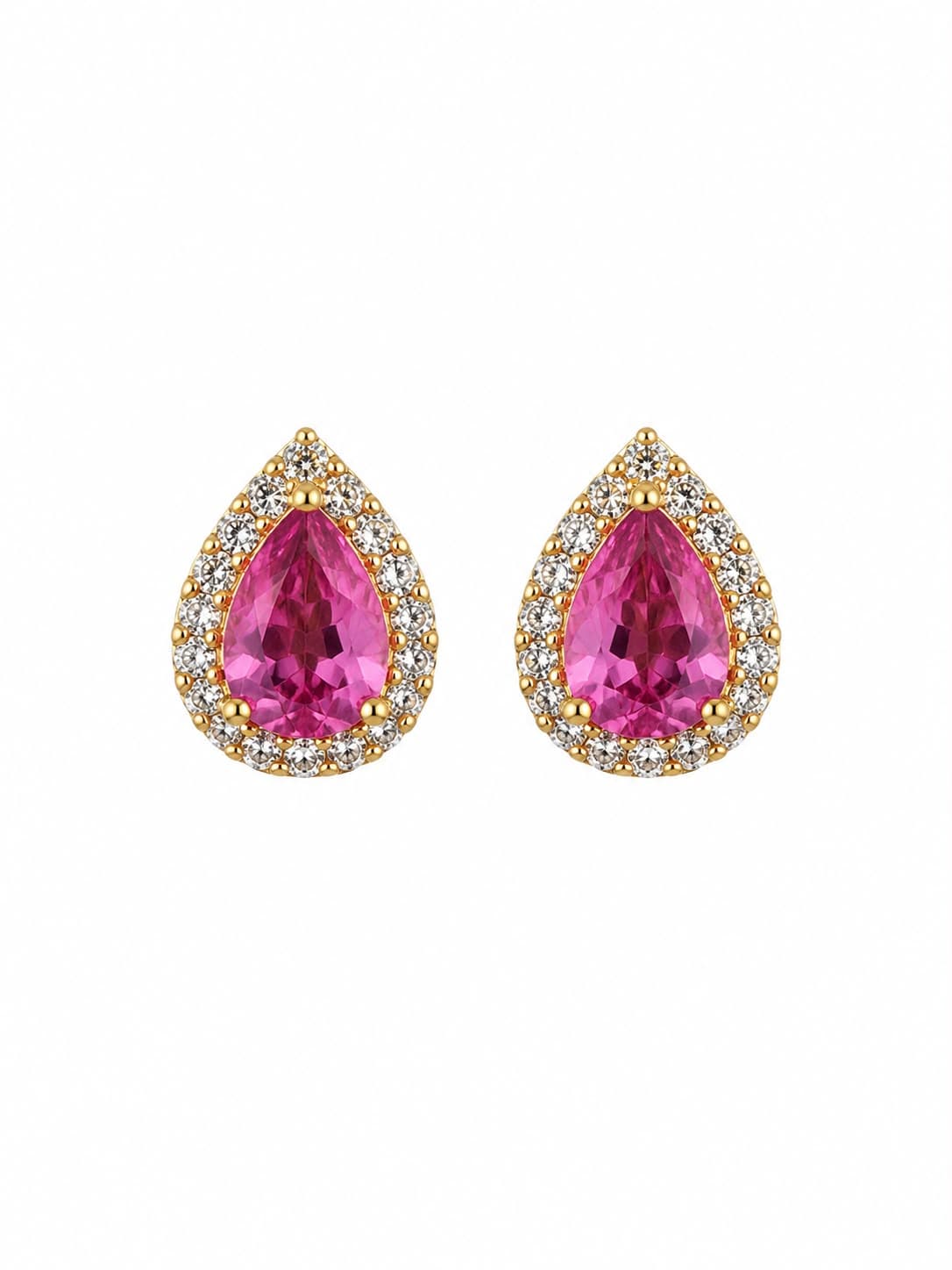 1.18 CT Pear Shape Pink Sapphire and Diamond Halo Earring