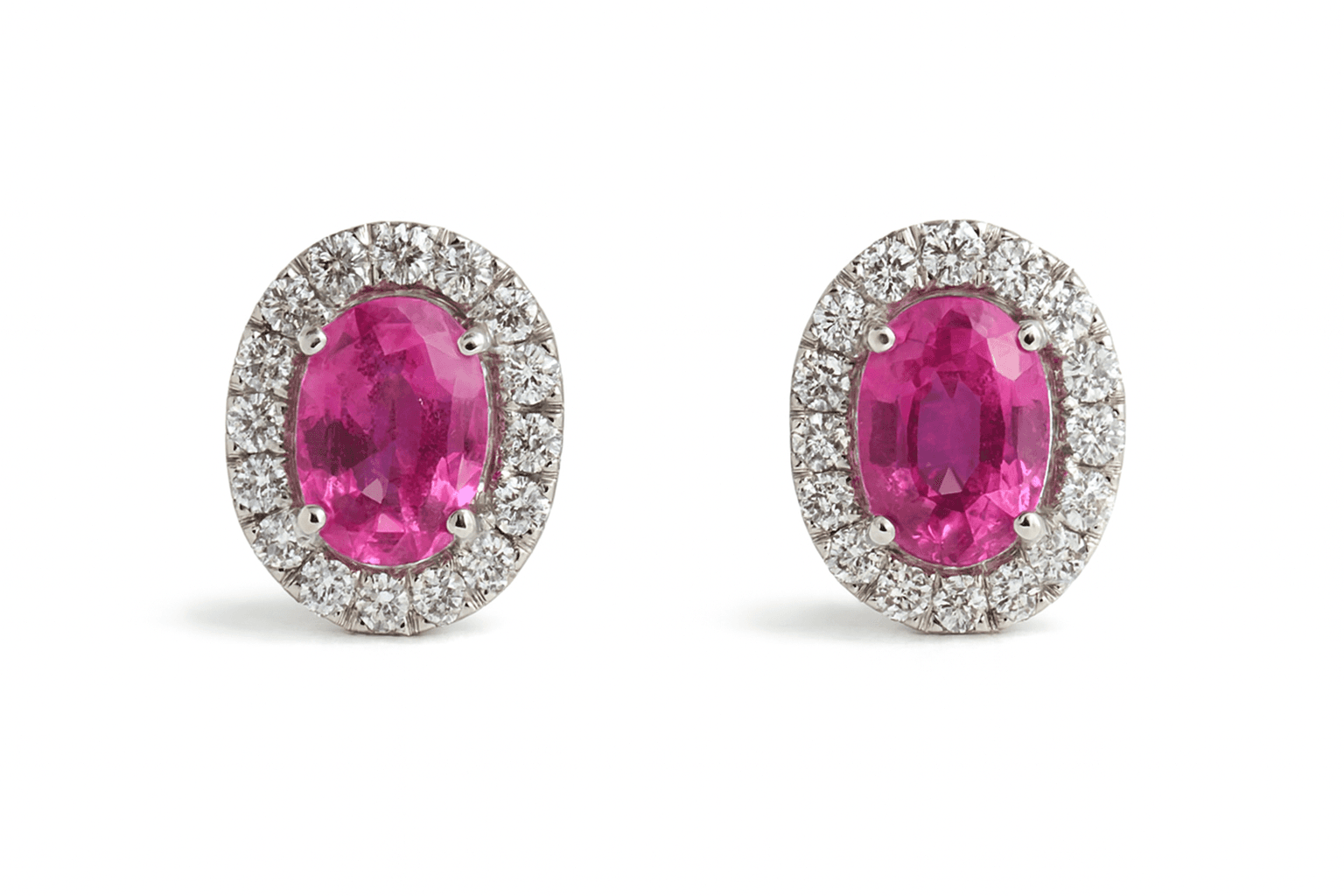 1.18 ct Pink Sapphire and Diamond Halo Earring