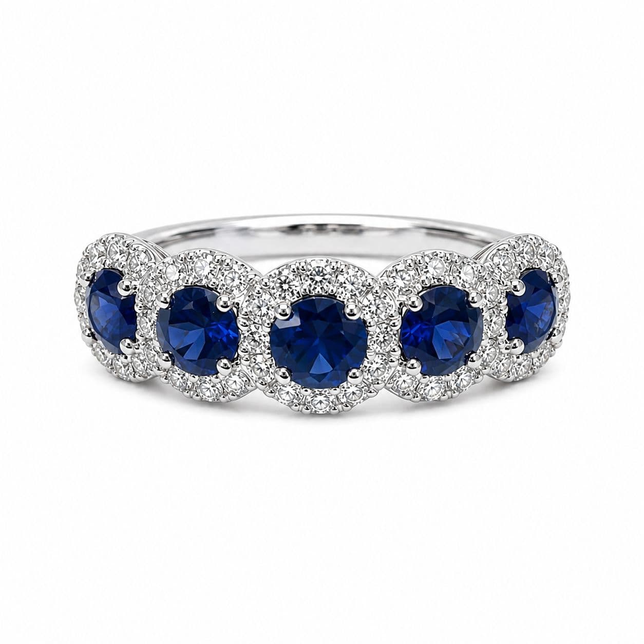 1.31 CT Round Sapphire and Diamond Promise Ring