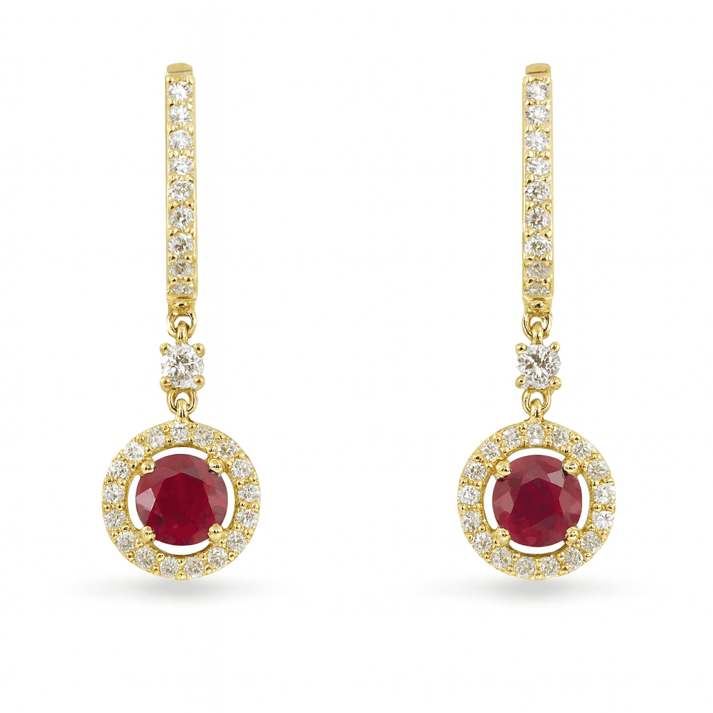 1.36 ct Ruby and Diamond Drop Earrings