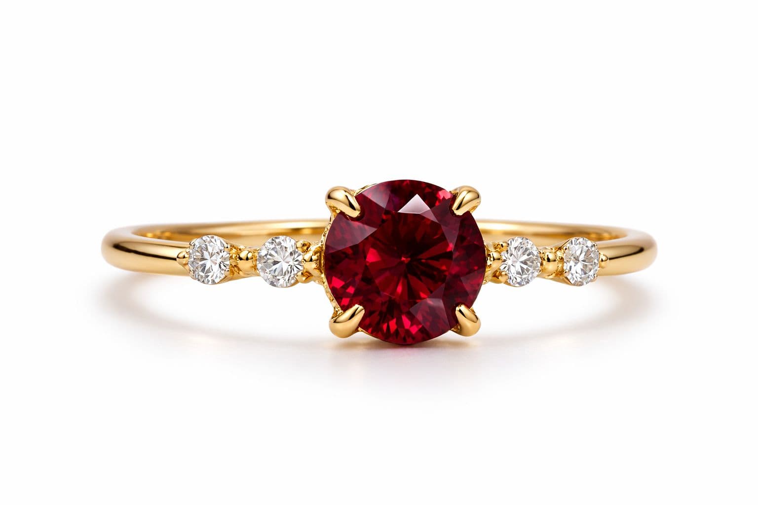 1.41 CT Round Ruby and Diamond Promise Ring