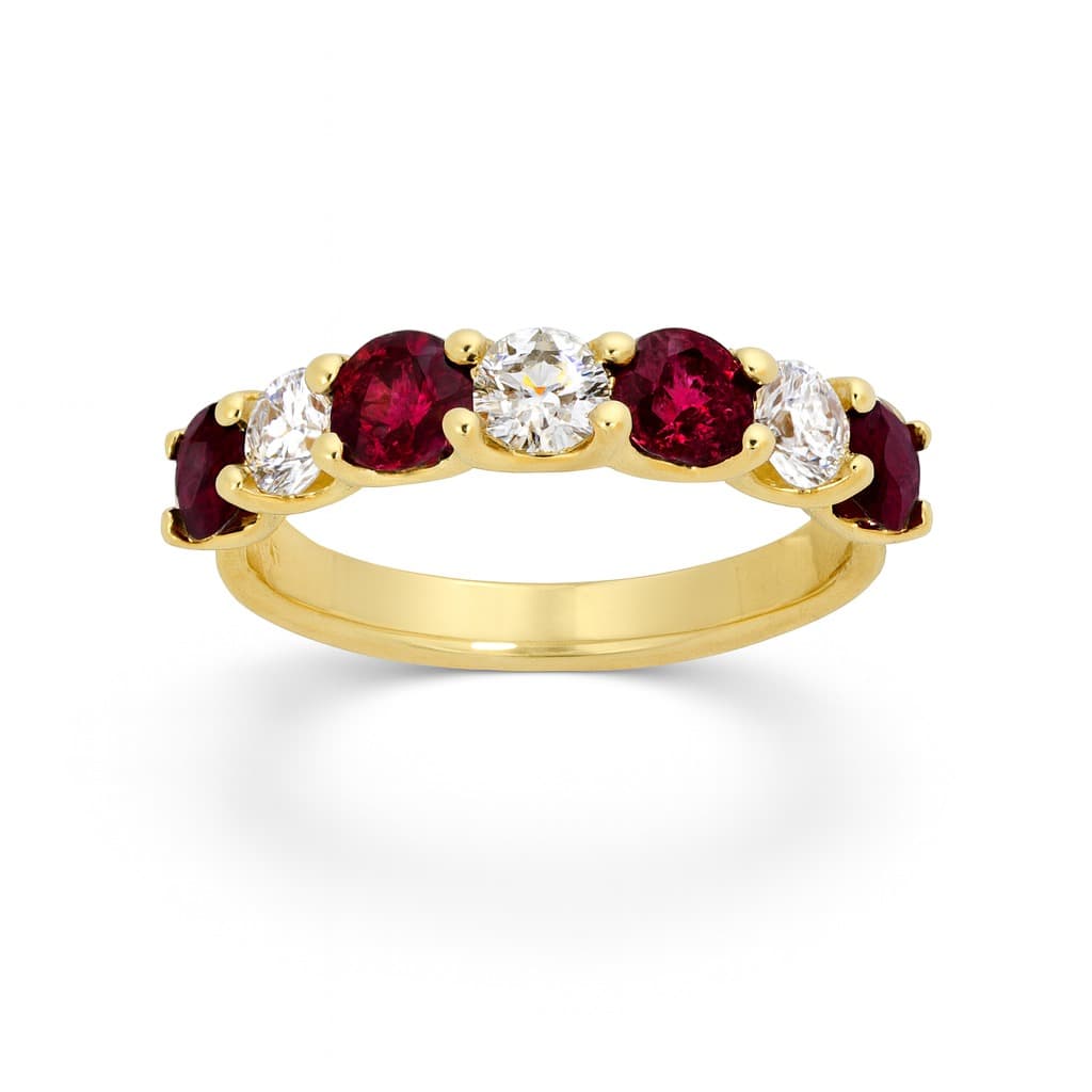 1.53 ct Round Ruby and Diamond Stackable Ring