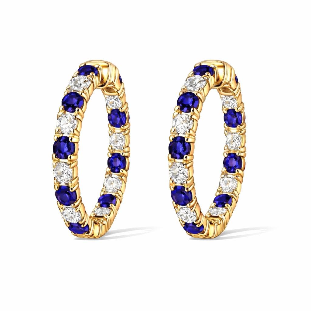 1.78 ct Sapphire and Diamond Hoop Earrings