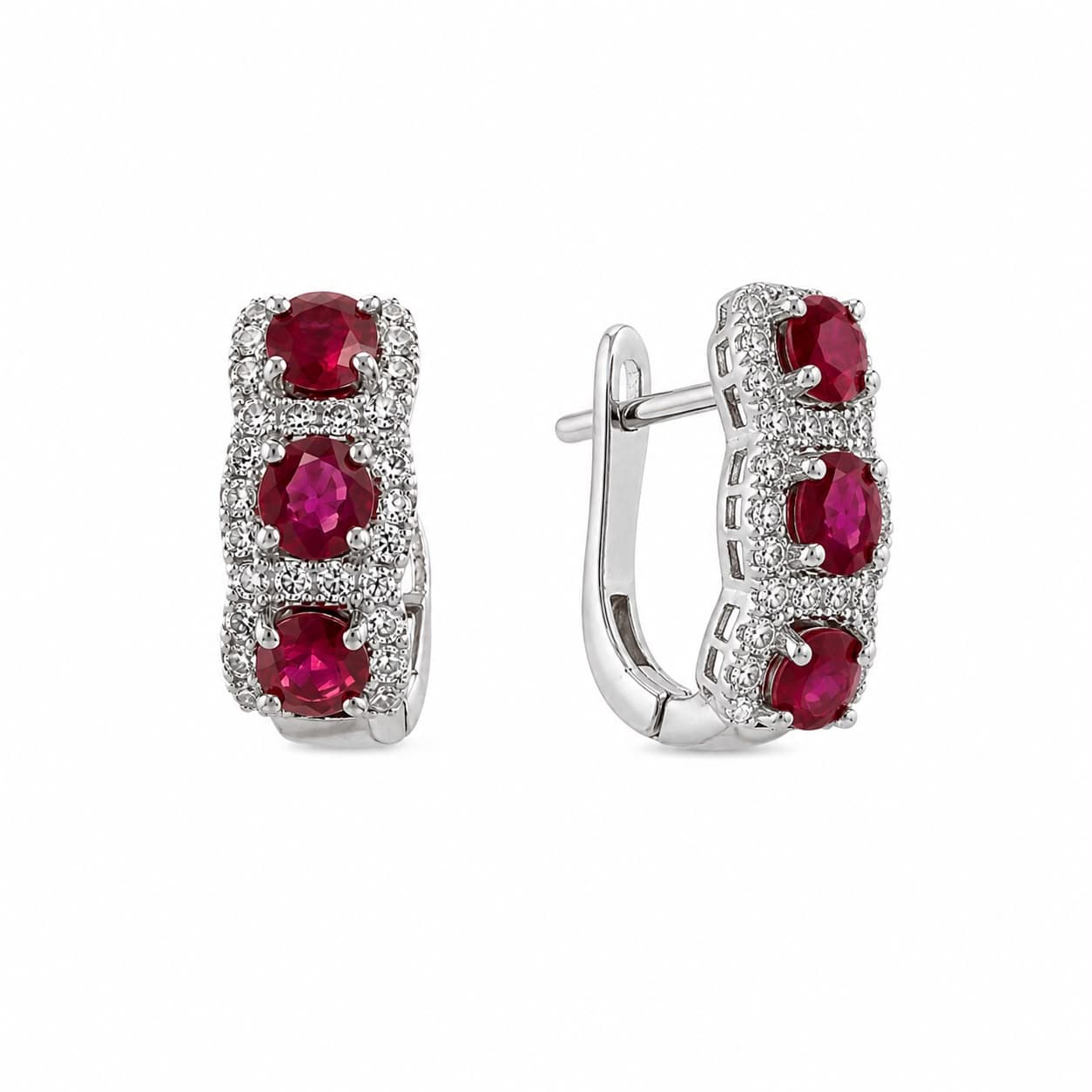 1.88 ct Round Ruby and Diamond Earring