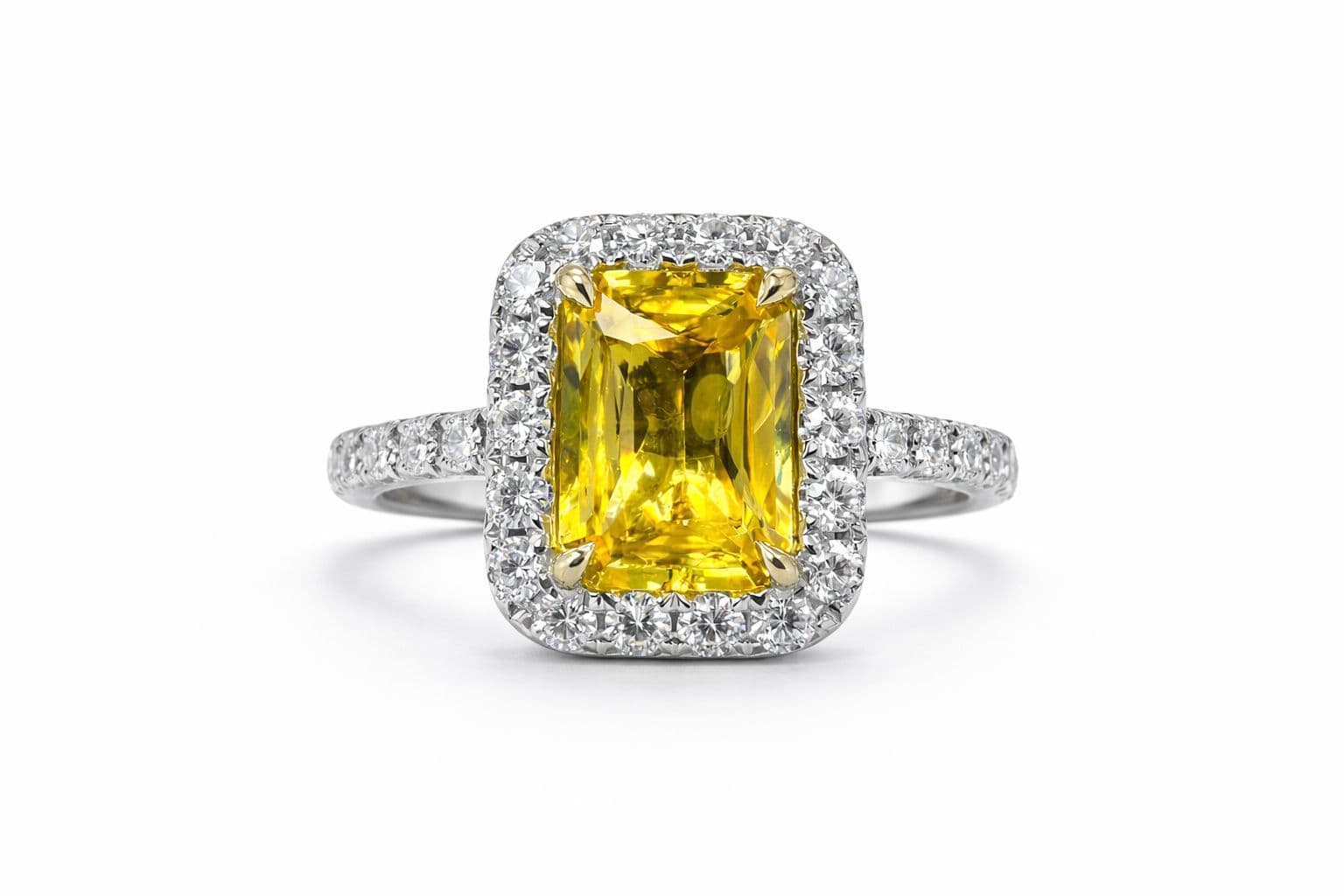 1.89 ct Yellow Sapphire and Diamond Halo Ring