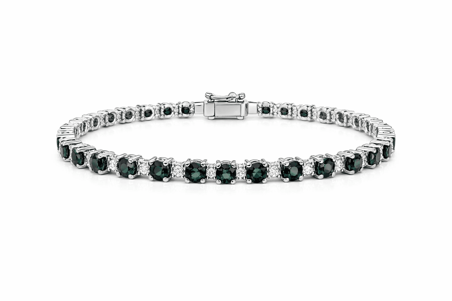 11.81 CT Round Green Sapphire and Diamond Bracelet