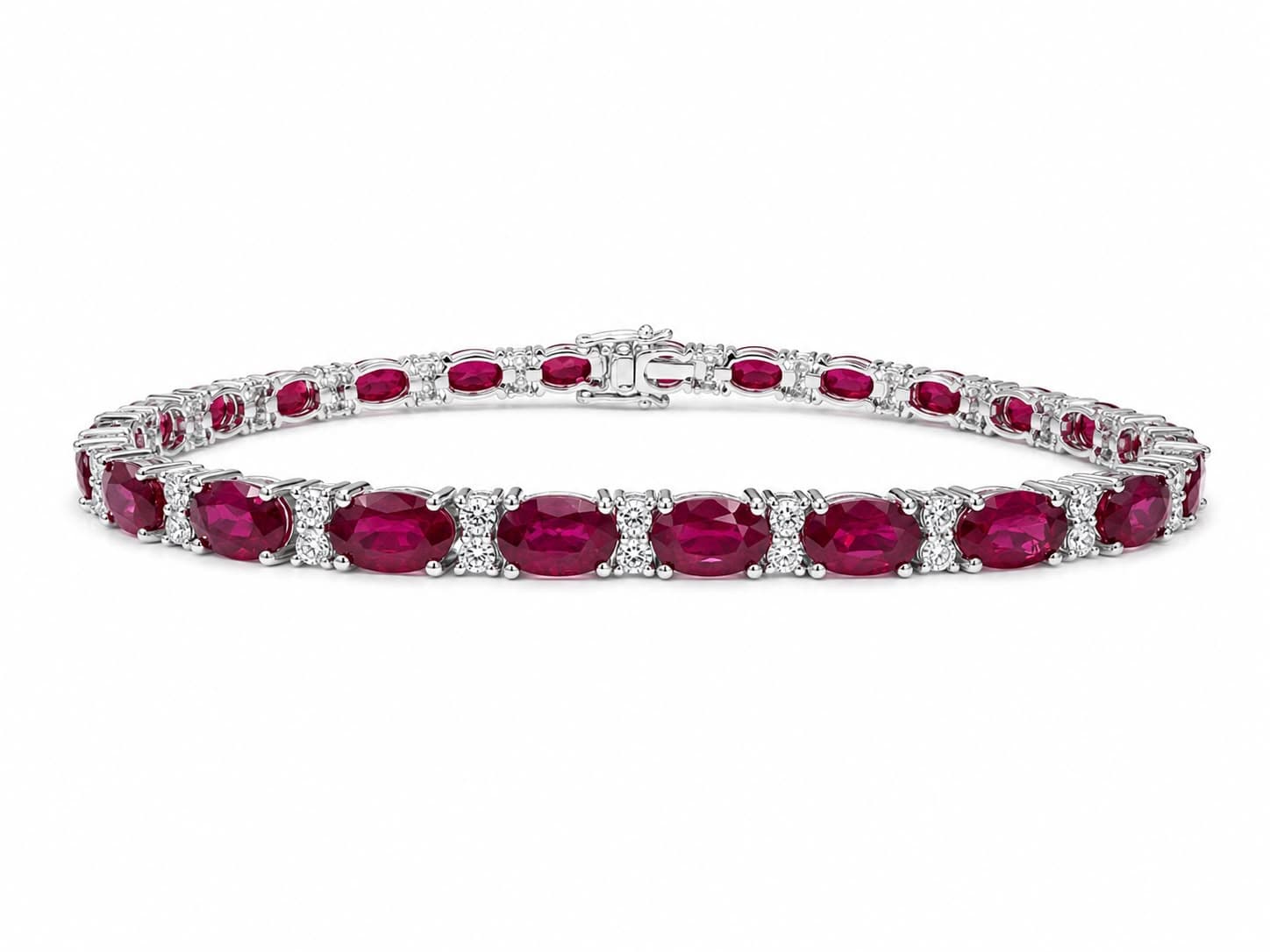 12.72 ct Oval Ruby and Diamond Bracelet