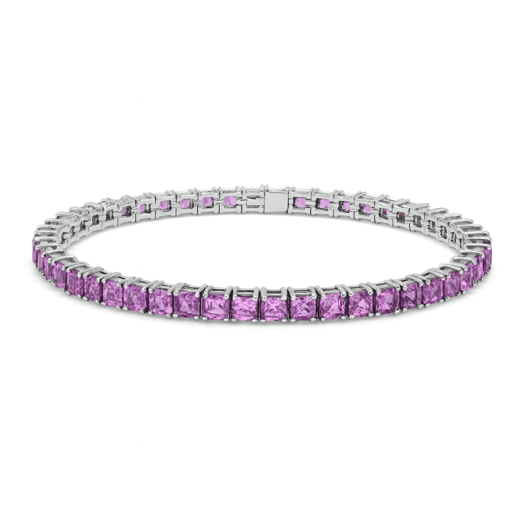 18.81 ct Cushion Pink Sapphire Tennis Bracelet