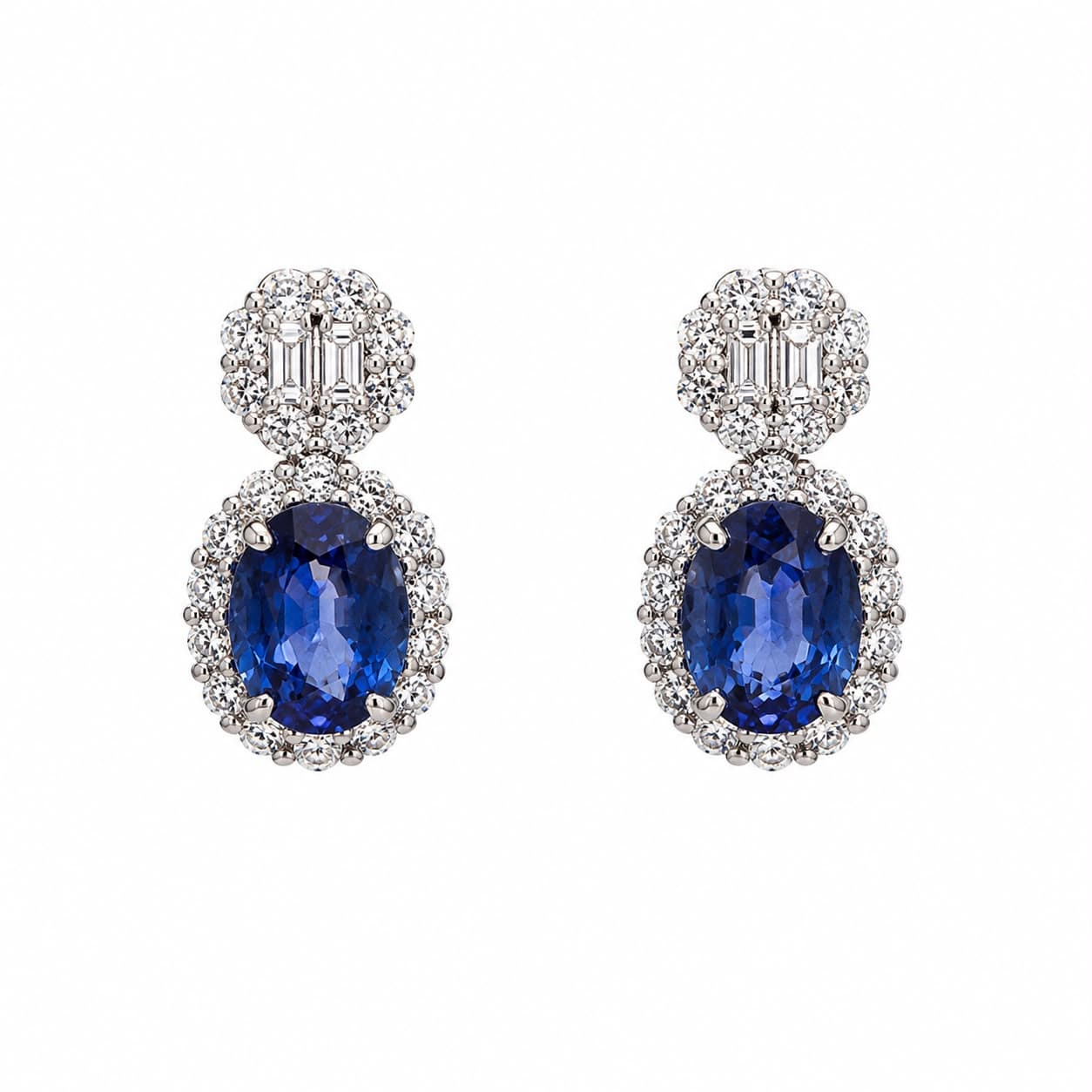 2.00 ct Oval Sapphire and Diamond Drop Earring