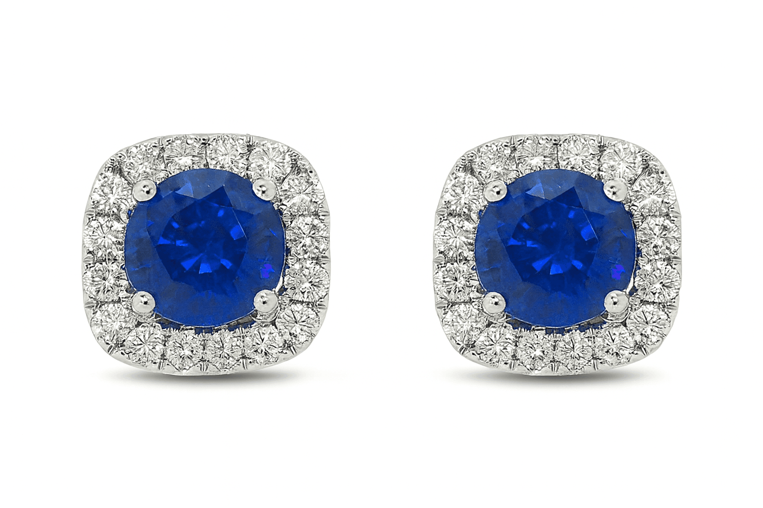 2.16 ct Sapphire and Diamond Halo Earrings