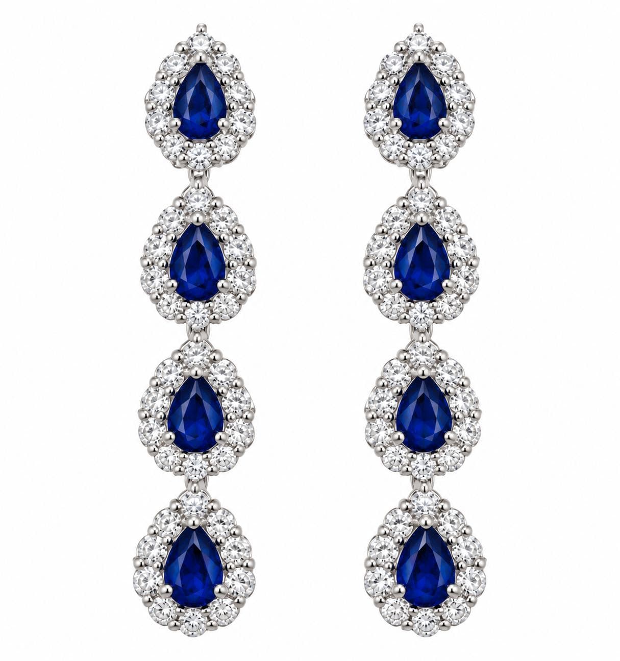 3.19 ct Pear Shape Drop Halo Earrings