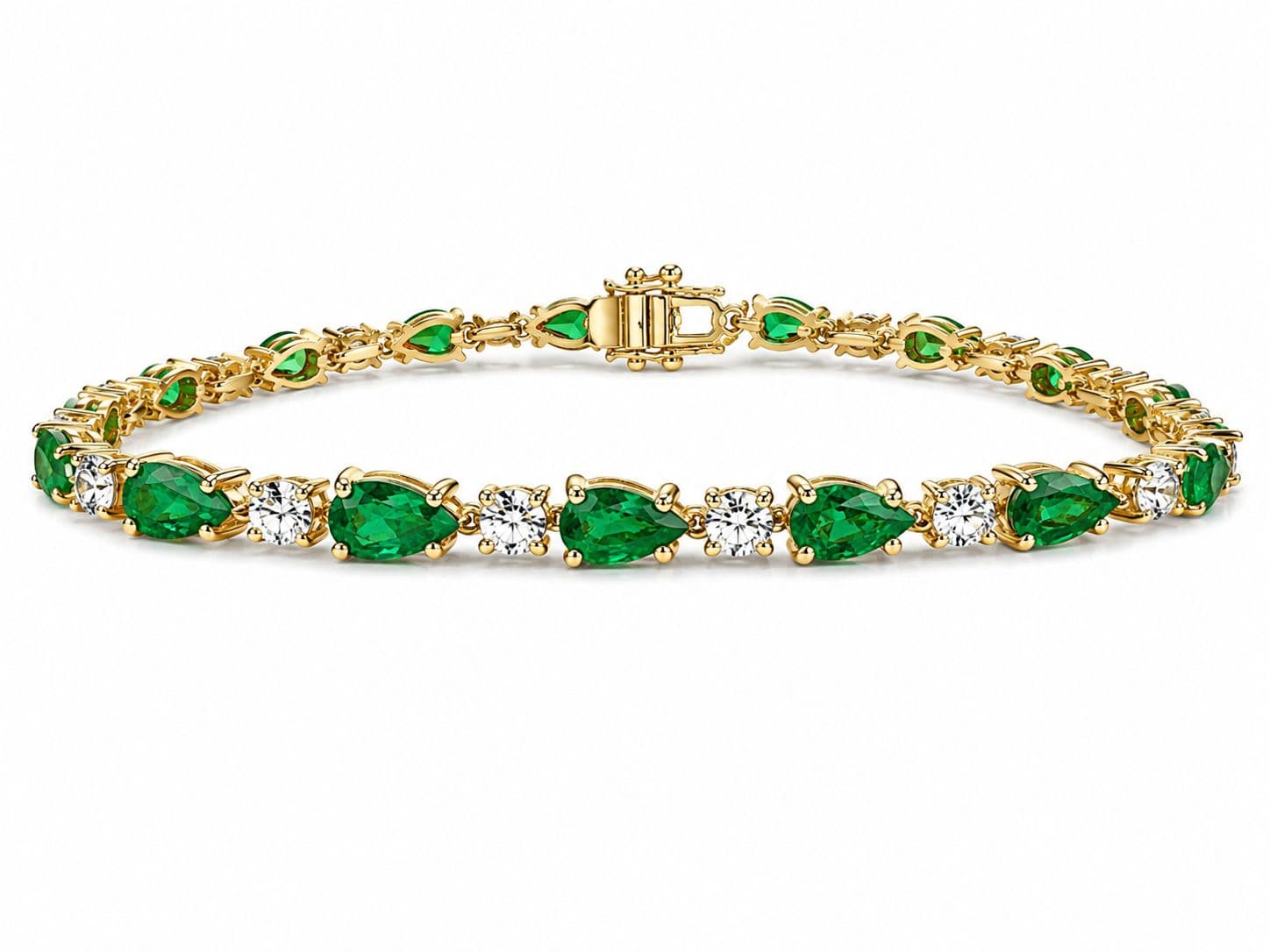 4.11 CT Pear Shape Emerald and Diamond Bracelet
