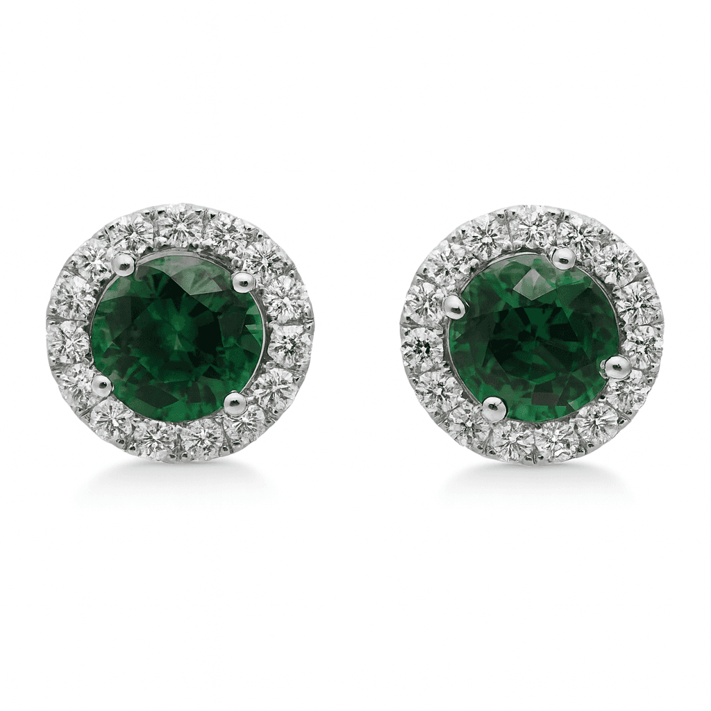 4.17 ct Green Sapphire Halo Earrings