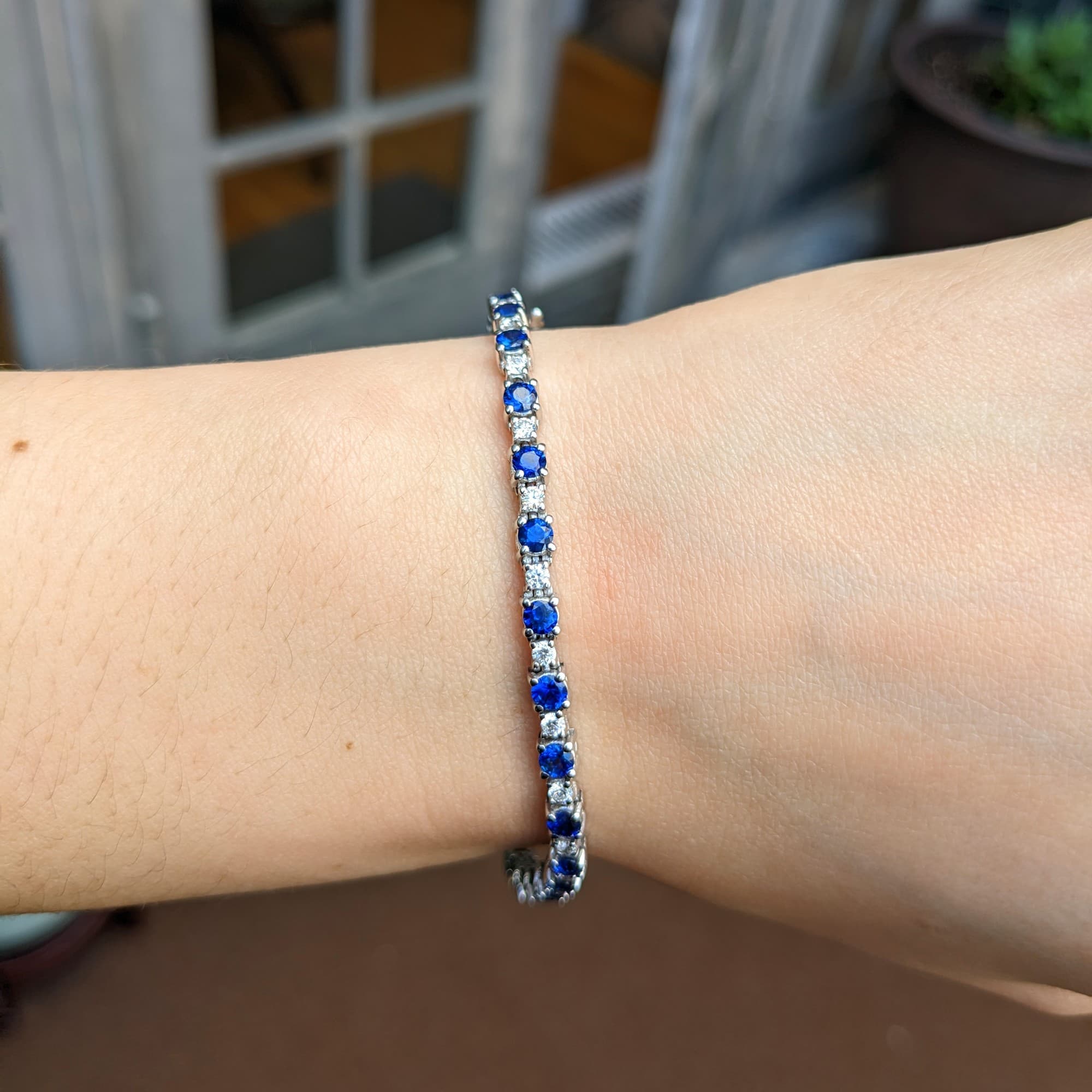 3.98 CT Round Sapphire and Diamond Bracelet