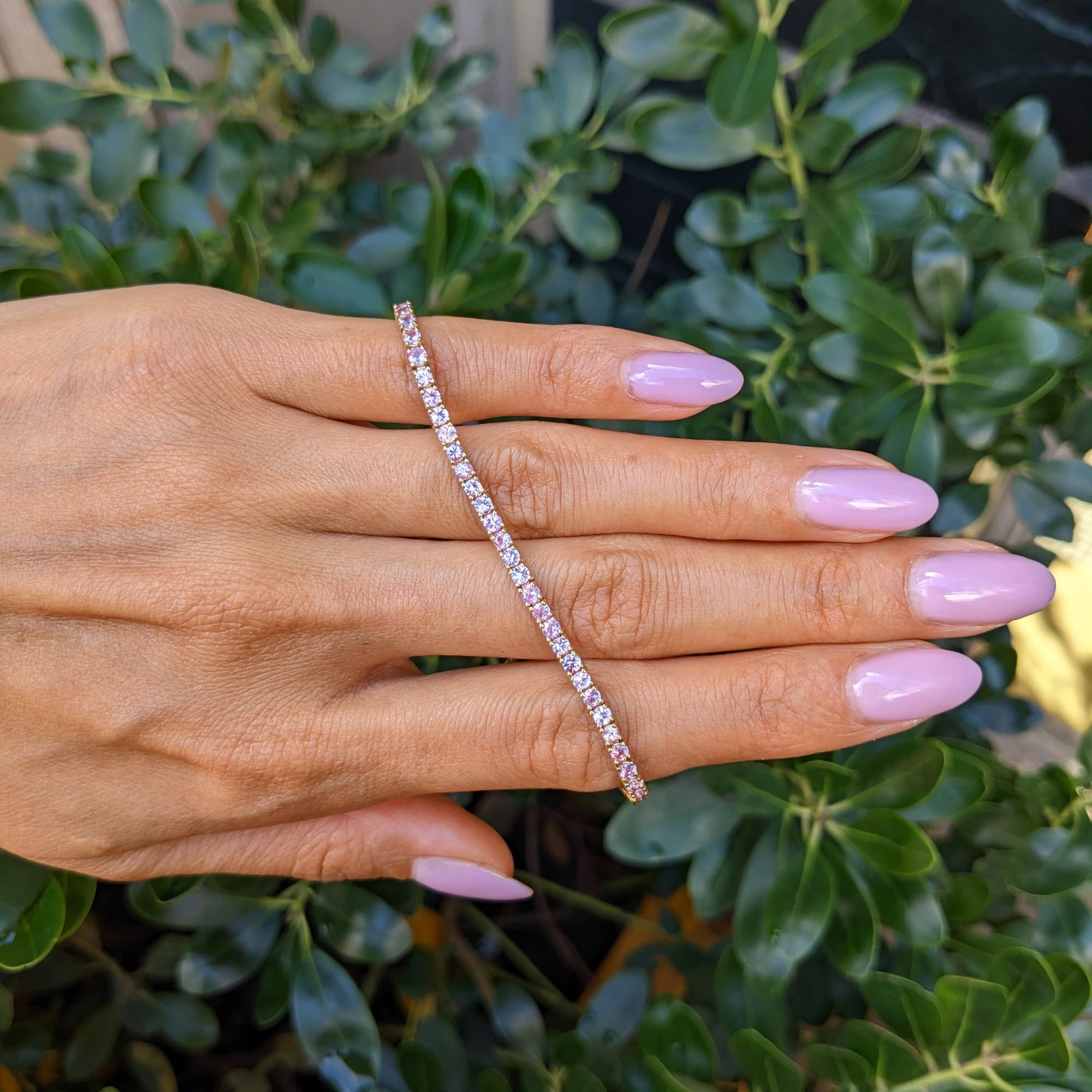 4.01 CT Round Pink Sapphire Tennis Bracelet