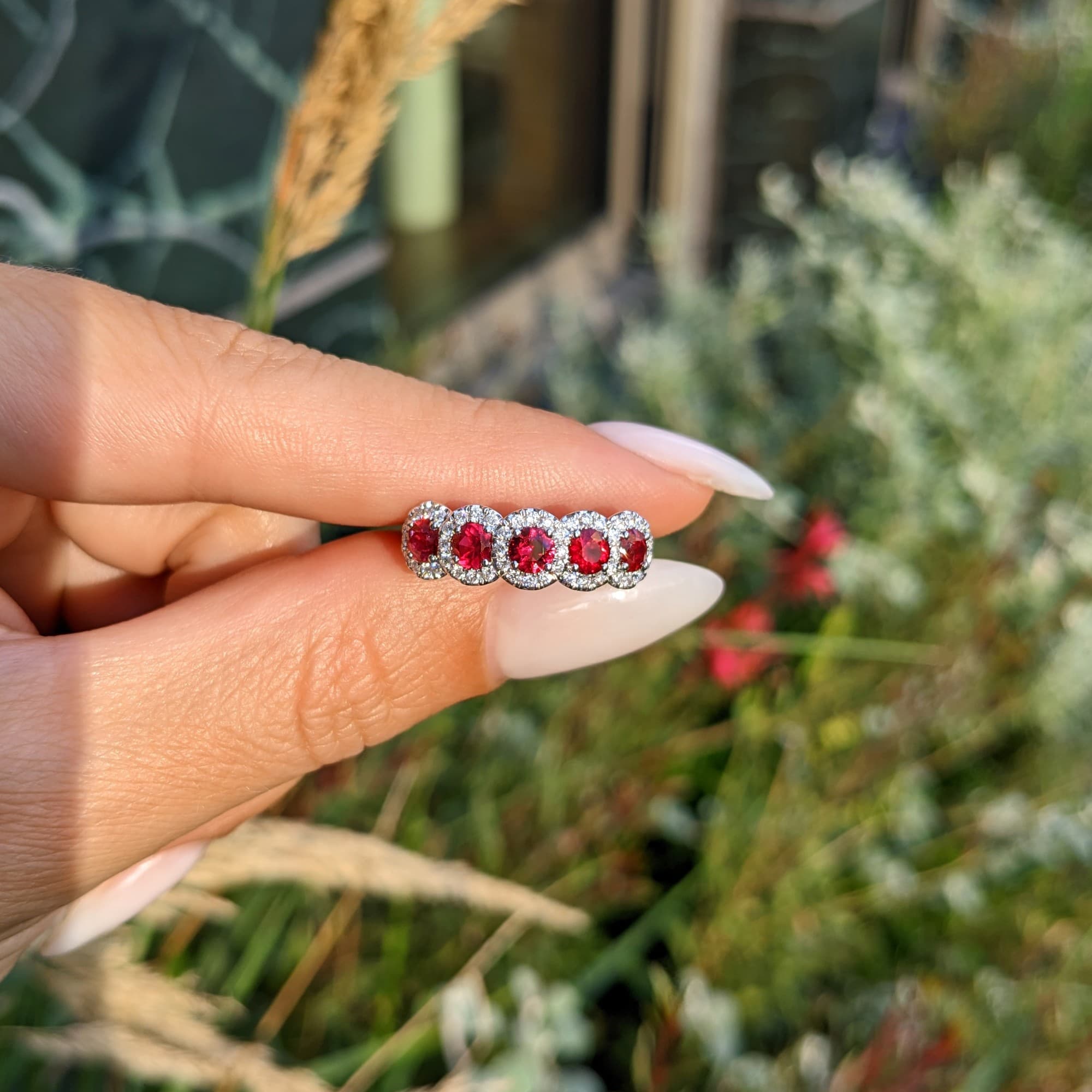 1.05 CT Round Ruby and Diamond Promise Ring