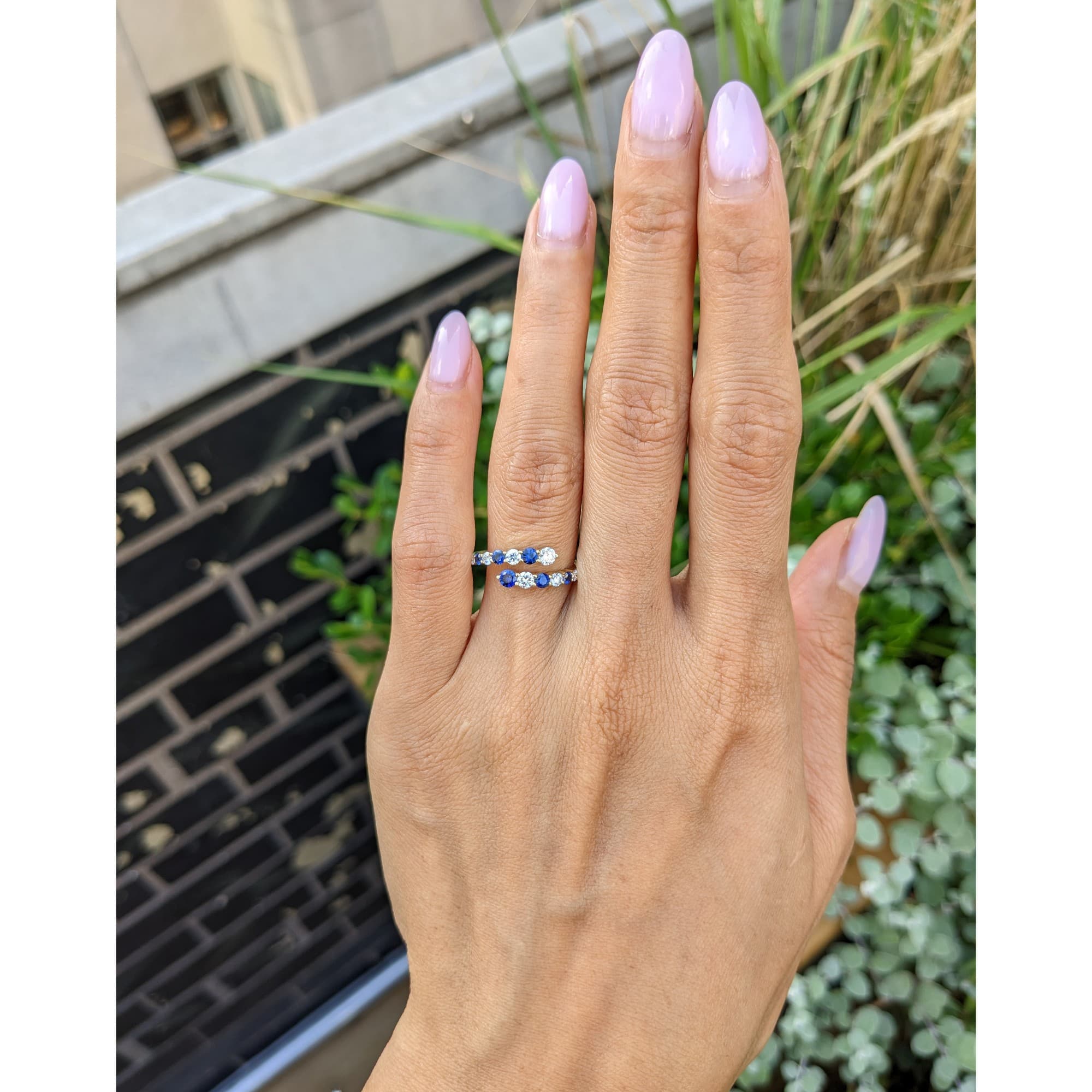 Sapphire and Diamond Bypass Ring