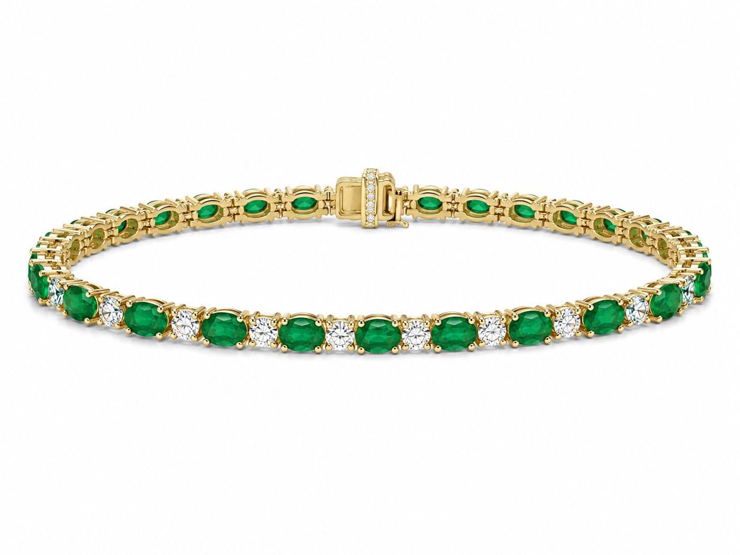 5.08 CT Oval Emerald and Diamond Bracelet