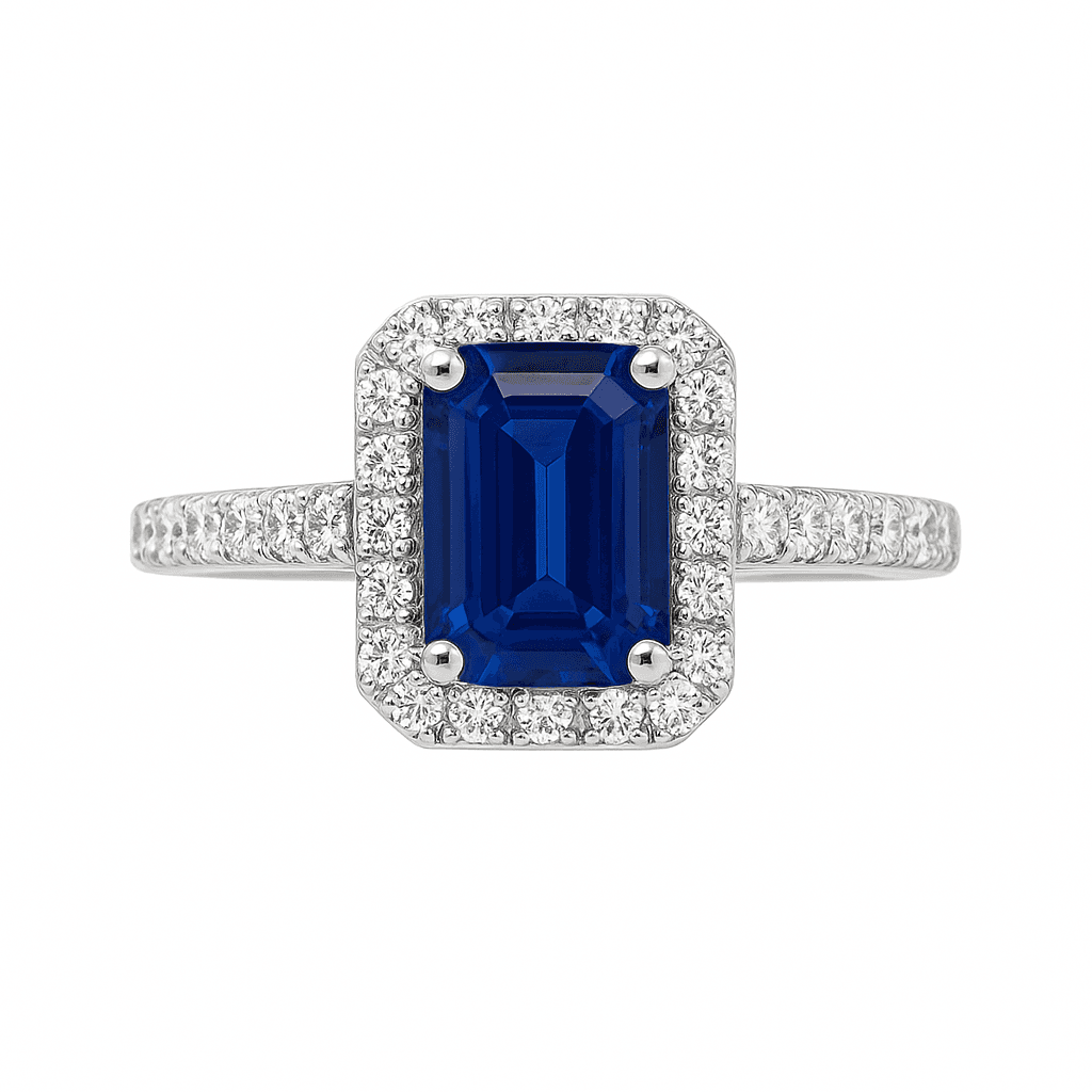 0.65 ct Emerald Cut Halo Ring