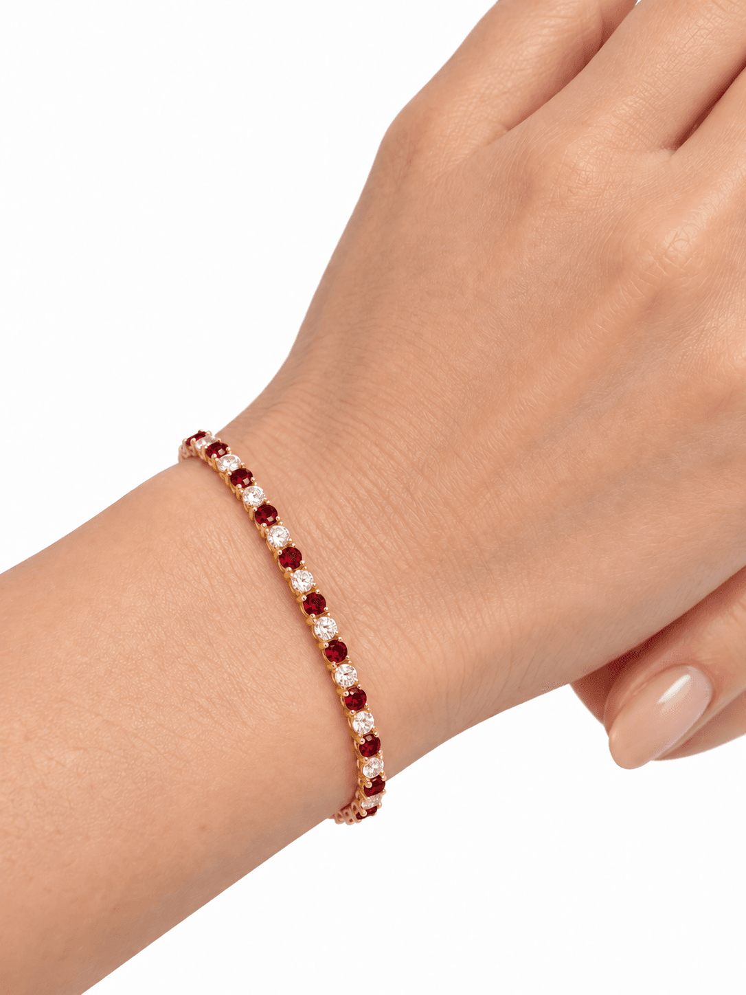 7.01 CT Round Ruby and Diamond Bracelet