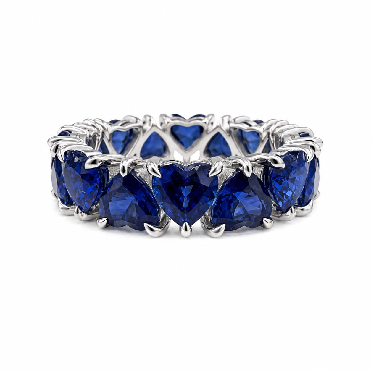 8.16 CT Heart Shape Sapphire Eternity Band