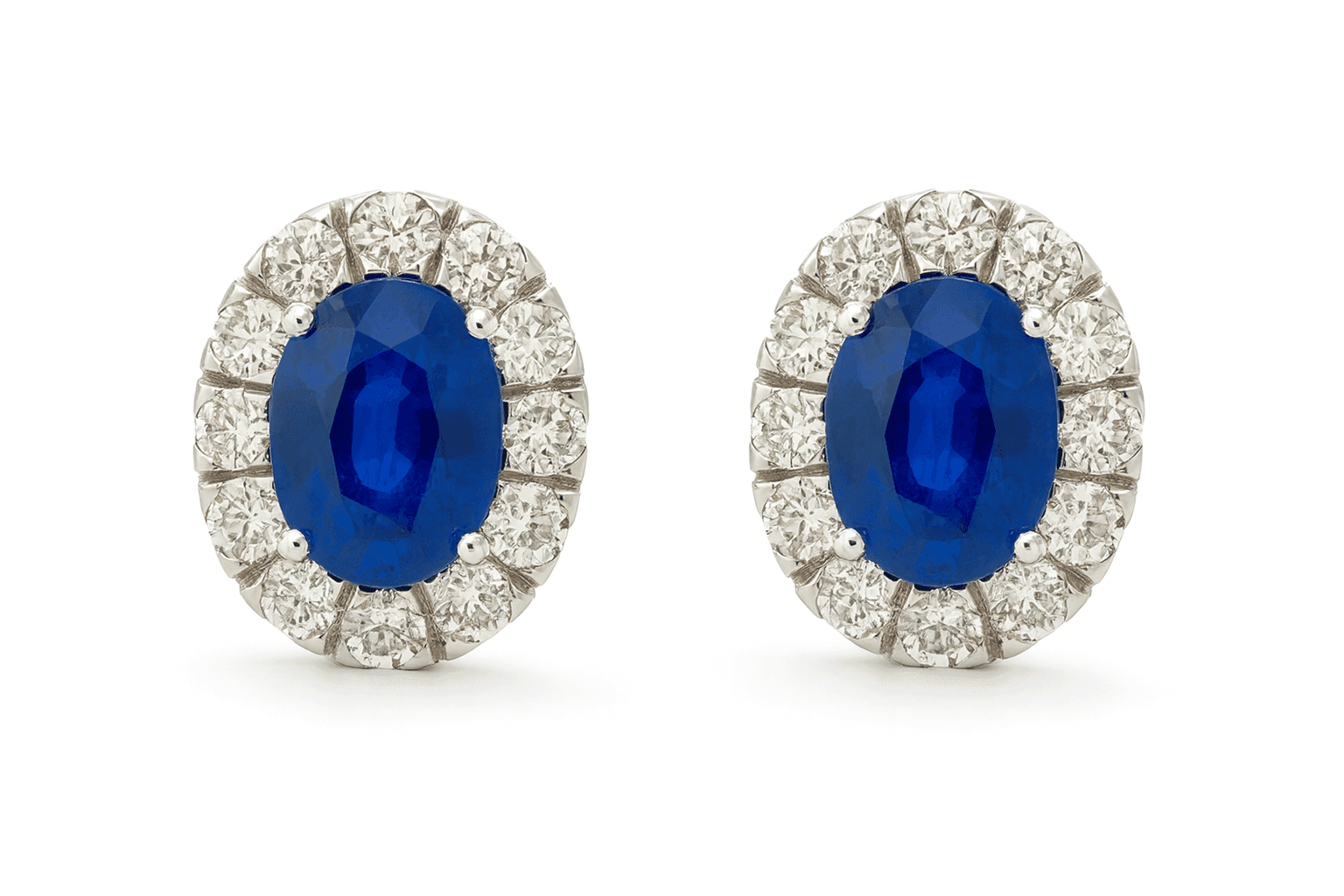 8.81 CT Oval Sapphire and Diamond Halo Earrings