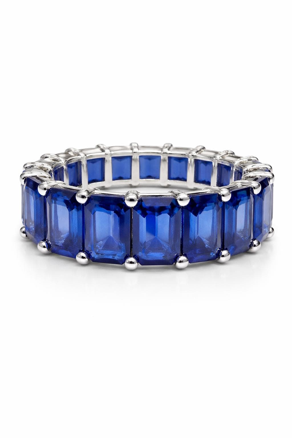 9.07 CT Emerald Cut Sapphire Eternity Band