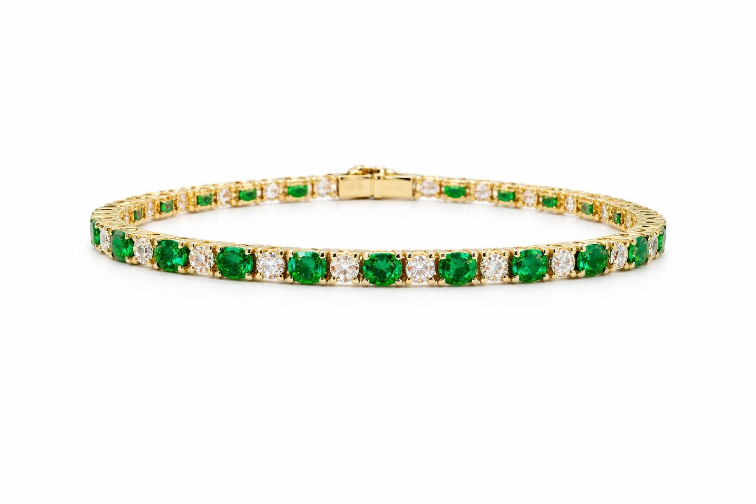 1.51 ct Round Emerald and Diamond Bracelets