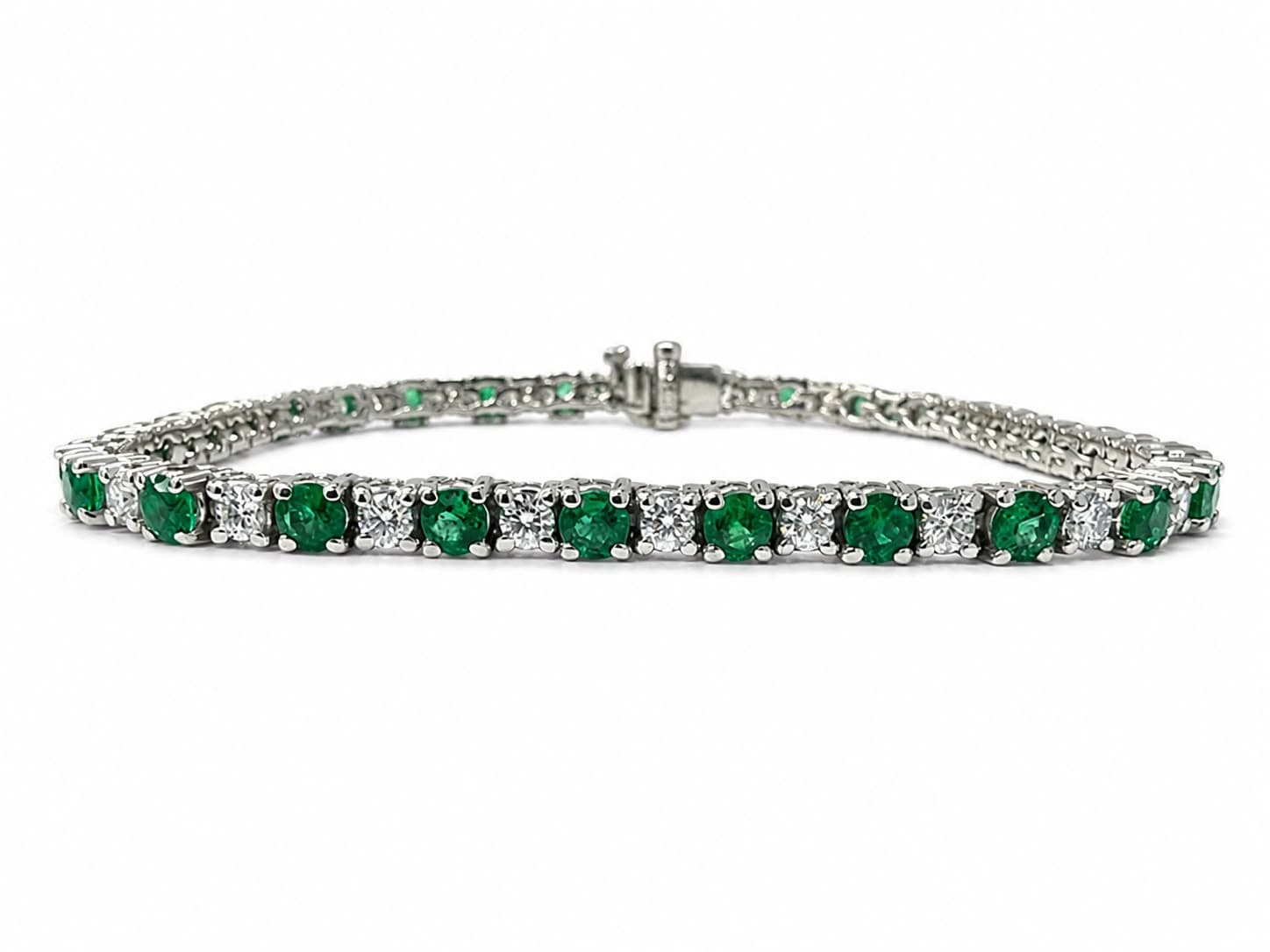 3.01 CT Round Emerald and Diamond Bracelet