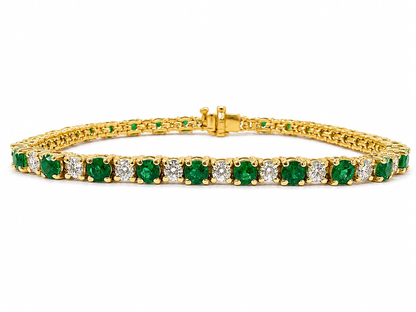 3.01 CT Round Emerald and Diamond Bracelet