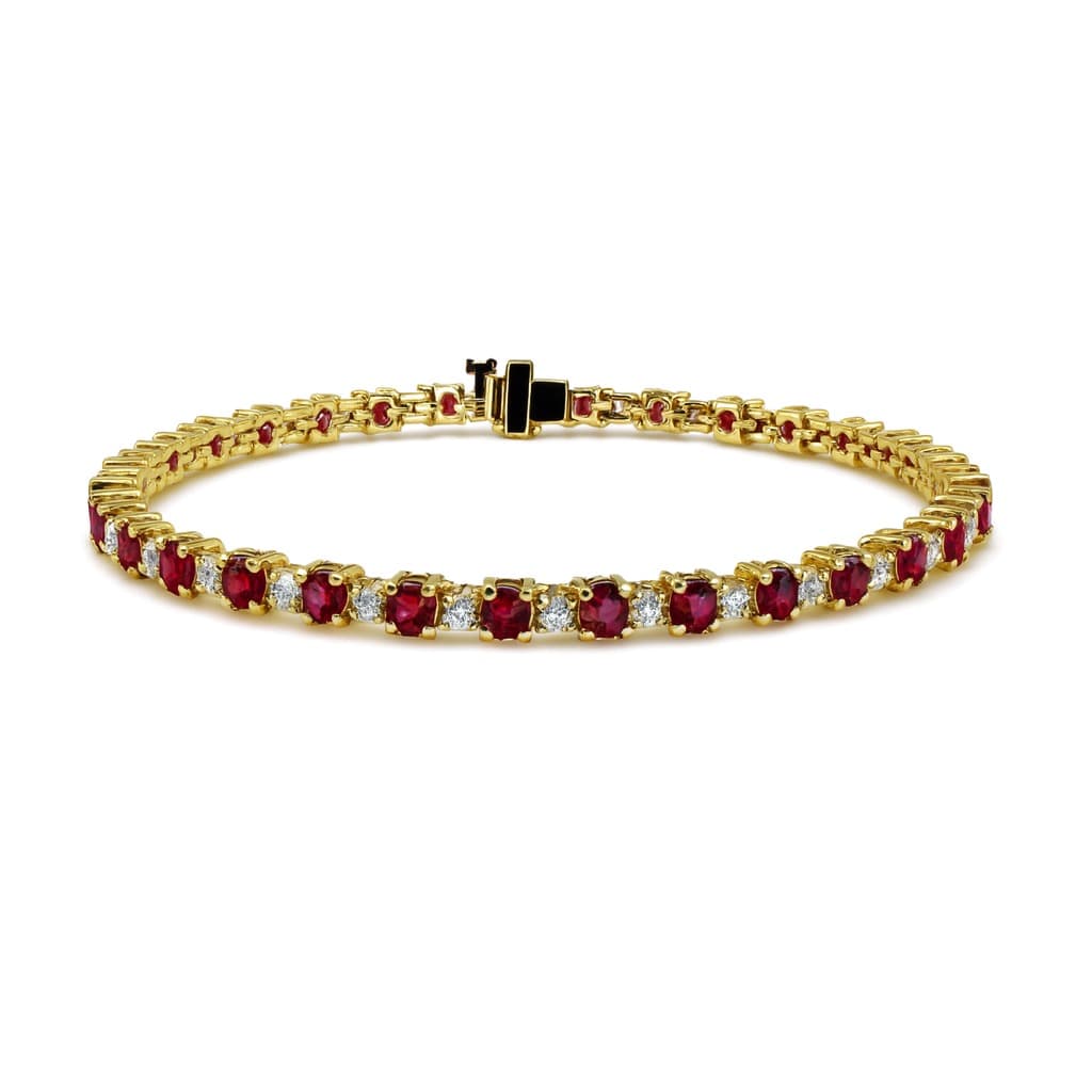 3.81 CT Round Ruby and Diamond Bracelet