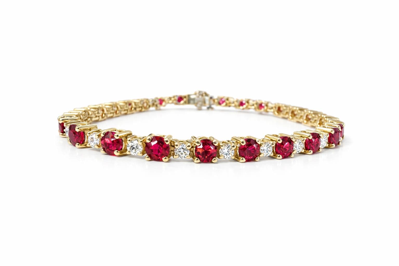 8.92 CT Round Ruby and Diamond Bracelet