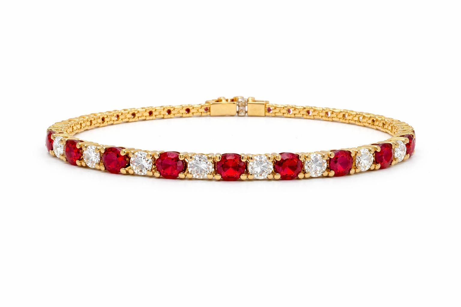 4.41 CT Round Ruby and Diamond Bracelet