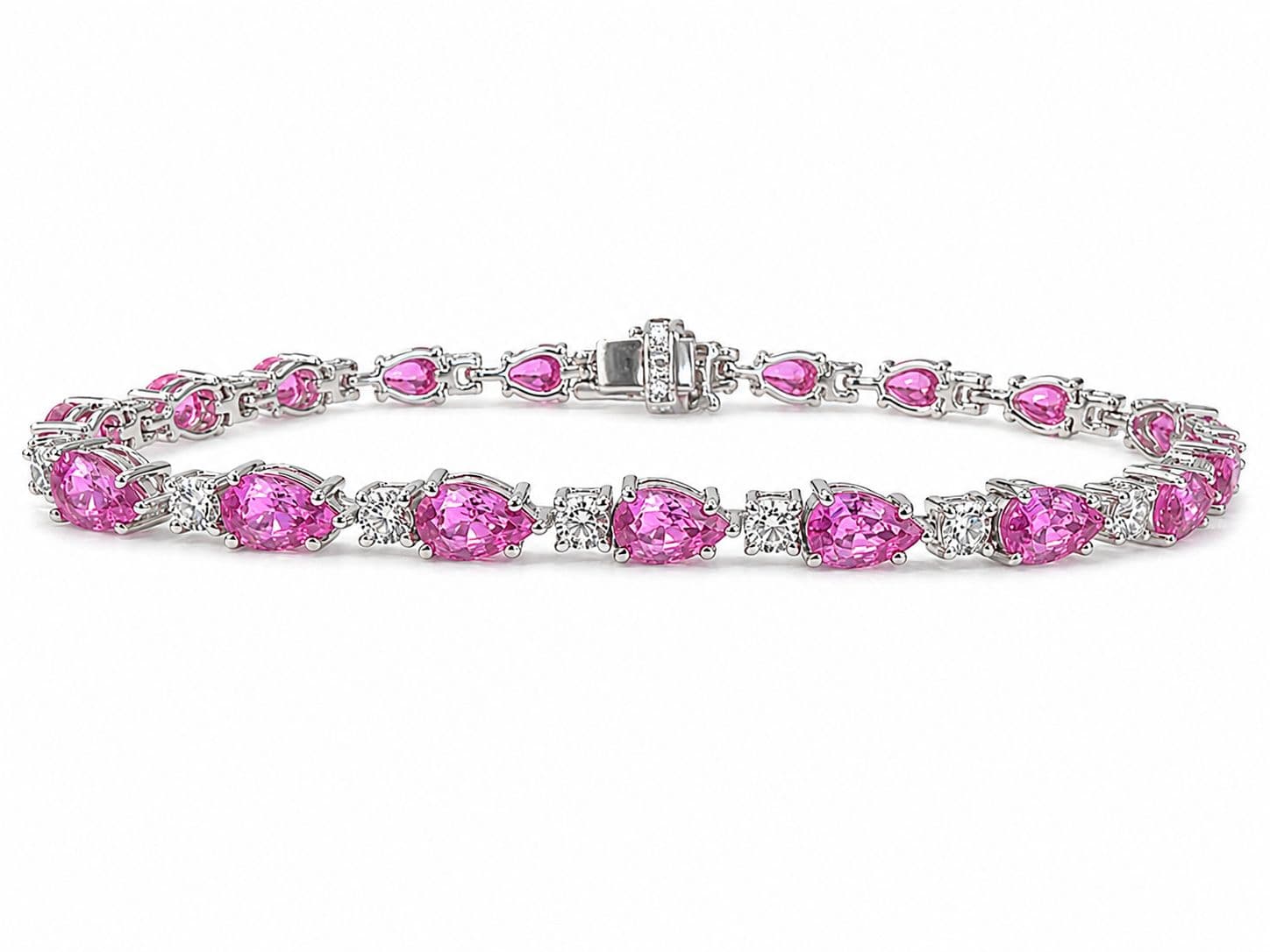 7.75 CT Pear Shape Pink Sapphire and Diamond Bracelet