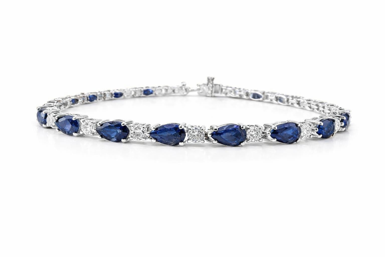 9.31 CT Pear Shape Sapphire and Diamond Bracelet