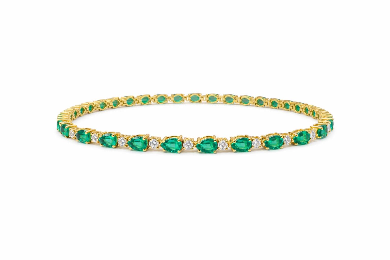 6.51 CT Pear Shape Emerald and Diamond Bracelet