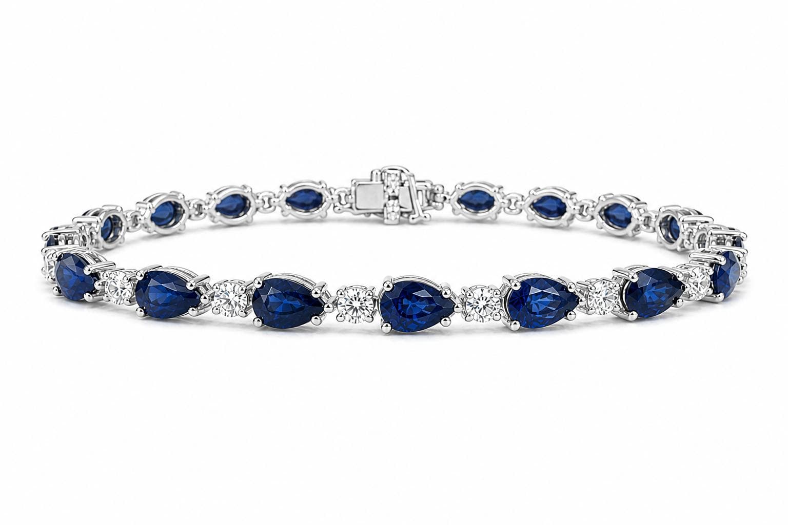 12.05 CT Pear Shape Sapphire and Diamond Bracelet