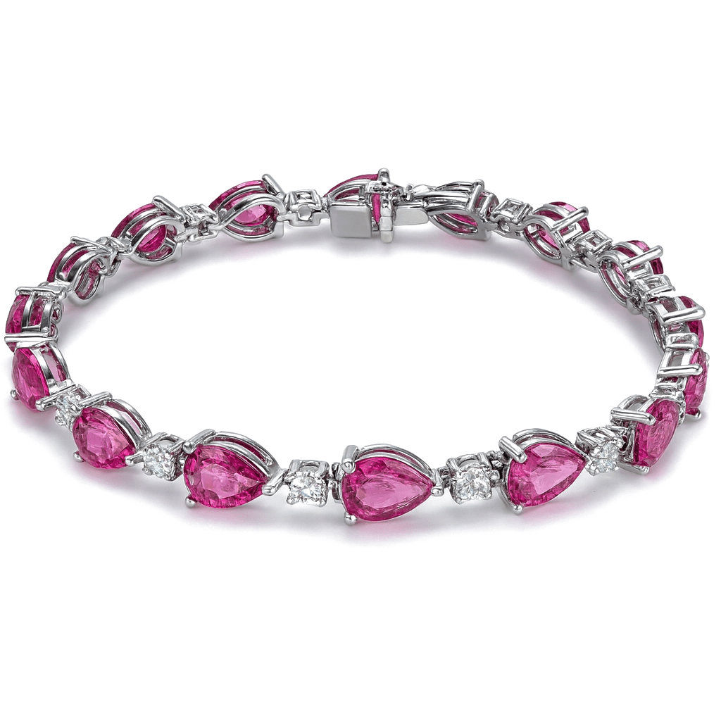 18.51 CT Pear Shape Pink Sapphire and Diamond Bracelet