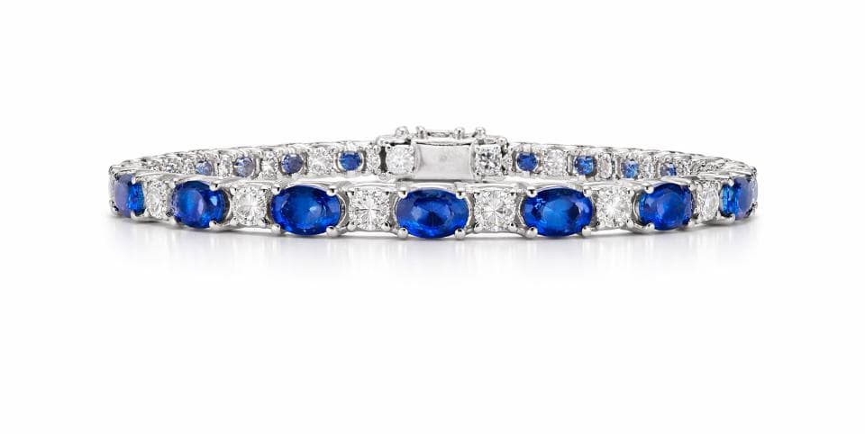 9.11 CT Oval Sapphire and Diamond Bracelet