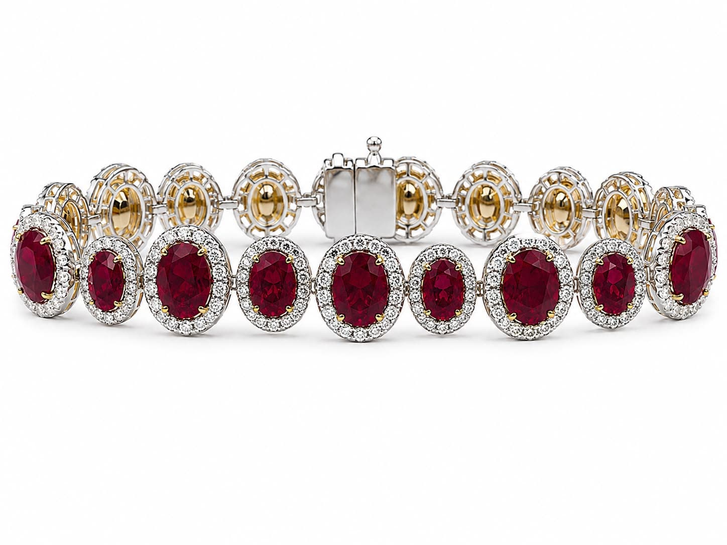 18.28 CT Oval Ruby and Diamond Bracelet