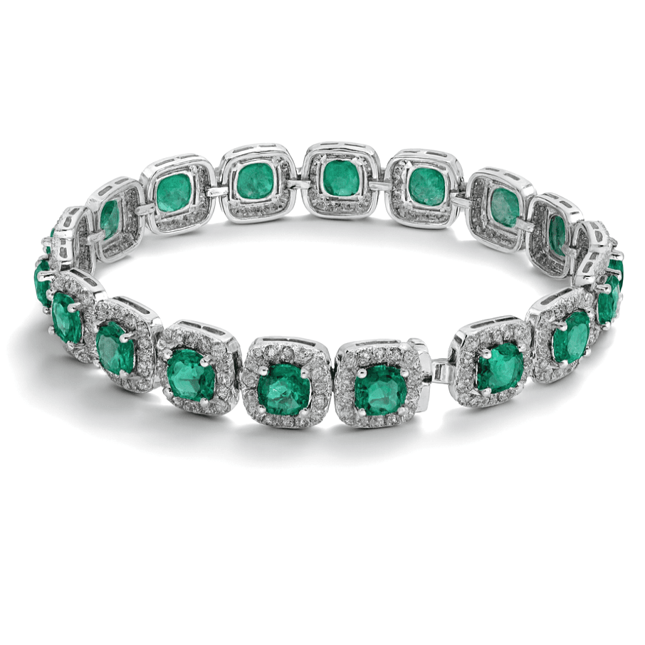 Shown in 14K White Gold with Emerald