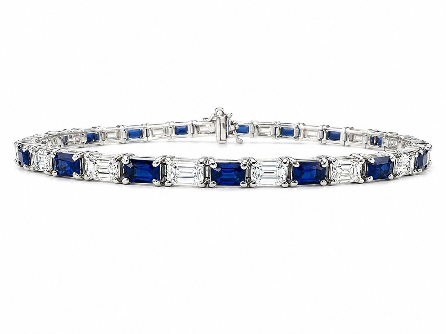 4.41 CT Emerald Cut Sapphire and 3.64 ct Diamond Bracelet
