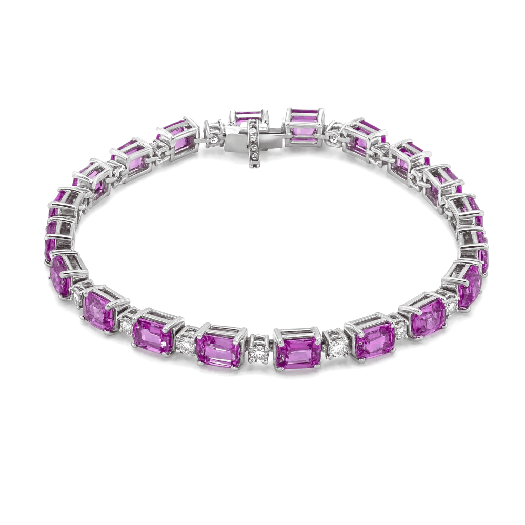 15.01 ct Pink Sapphire and Diamond Bracelet