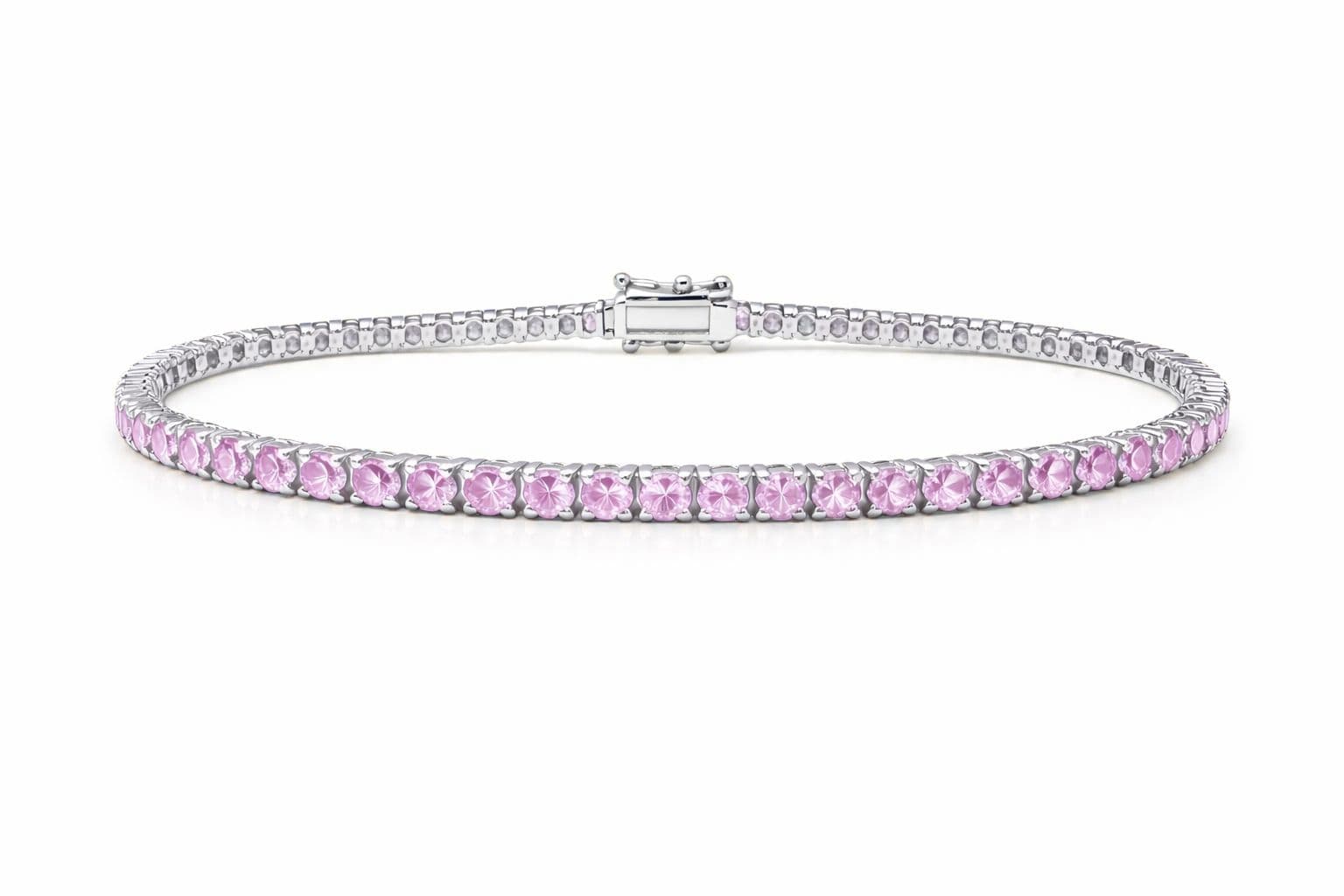 4.01 ct Round Pink Sapphire Tennis Bracelet